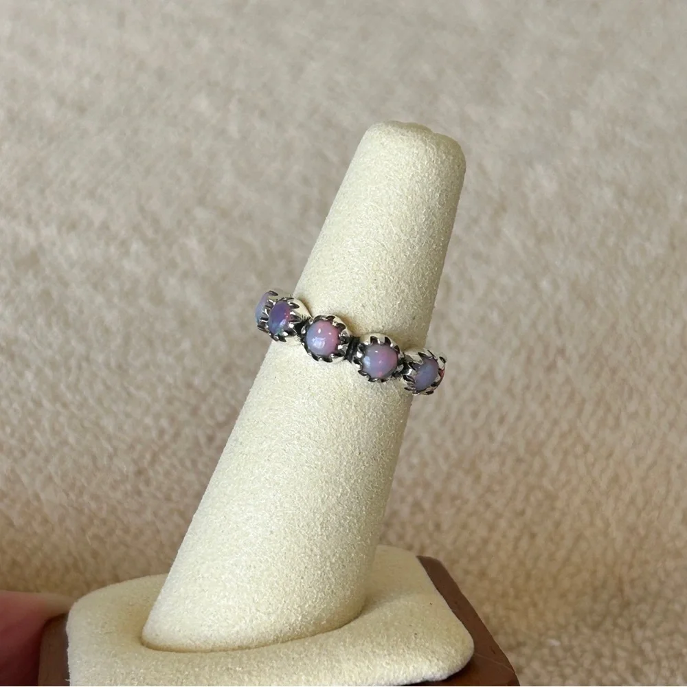 925 Sterling Silver Opal Eternity Ring